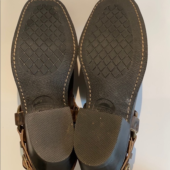 Frye Belted Harness Distressed Brown Leather Mule - Picture 16 of 16